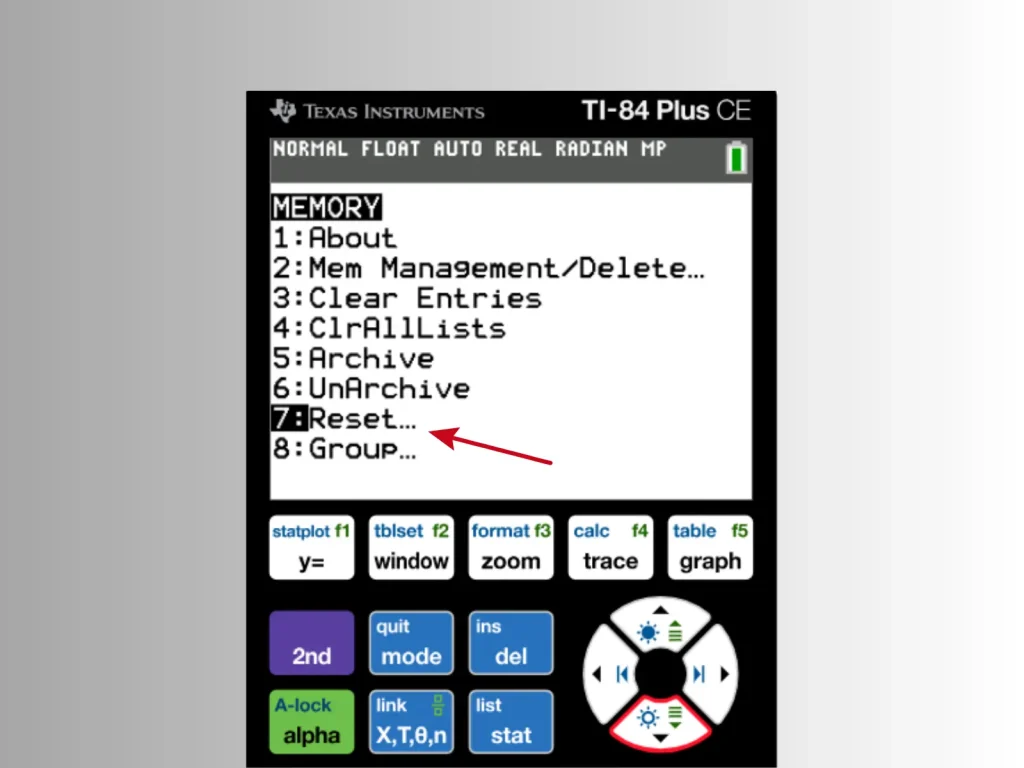 Clear data before exam from ti 84